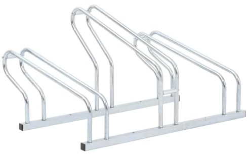 vidaXL Fahrradständer, Aufstellständer für 3 Fahrräder, Radständer Freistehend, Mehrfachständer Bodenständer Fahrradhalter, Verzinkter Stahl