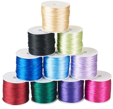 Cheriswelry 10 rotoli di filo di nylon da 30 metri, 1 mm, per la creazione di gioielli, kumihimo, nodo cinese