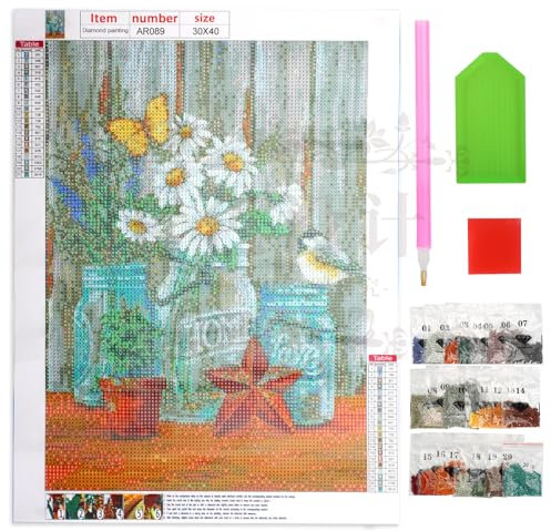Diamond Painting Erwachsene Kits, 5D Diamant Painting Bilder Kinder, Sonnenblume Diamond Painting Set, Kunst Bild Diamant Painting für Zimmer und Wohnzimmer Wanddekoration 30×40cm