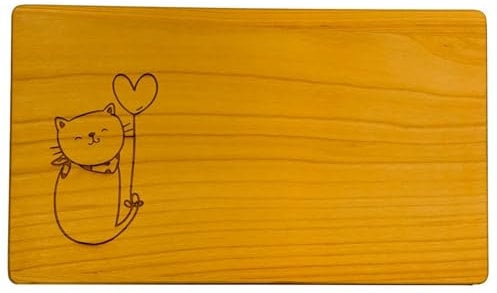 kreativherz - Schneidebrett mit Tier Motiv Katze aus FSC zertifiziertem Kirschen-Holz - Kleines Frühstücksbrettchen für Kinder - Holz Brettchen klein als Frühstücksbrett Holzbrettchen 26cmx15cmx1cm