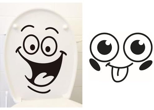 KUYOEJAR Autocollants pour Abattants de Toilettes - Autocollants pour Abattants de Toilettes de Haute Qualité, 2 Pièces, Matériau PVC Amovible, Autocollants