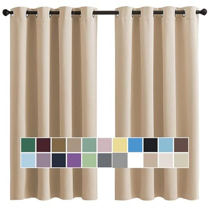CHENG Verdunkeln Dicke Thermogardine, Verdunkelungsvorhang Tür, Blickdicht Geräuschreduzierung leichte weiche, für Jugendzimmer Kinderzimmer, 120x160cm(HöhexBreite), Khaki, 2er Set