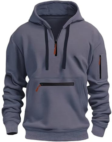 women's hoodies 1/4 Zip Pullover Hoodie Pocket Drawstring Tracksuit Tops Cuff Overhead Slim Fit Casual Gym Skiing Sports Warm Hoody Sweatshirts Dark Gray