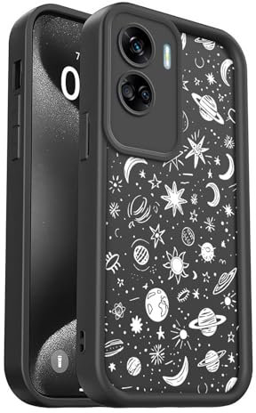 PanXCase Coque pour Honor 90 Lite 5G - Étui Silicone Souple Fine Légère Elegant Désign, Protection Caméra Antichoc Anti-Rayures Mince Housse (Black,Planets)