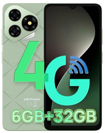 Ulefone Note 19 Android 14 Smartphone Ohne Vertrag, Akku 5000mAh Handy, Octa Core 6,56 HD+ Smartphone, 6GB+32GB/512GB erweiterbar, 8MP+5MP Kamera, Dual SIM 4G Simlockfreie Handys, Face ID/GPS