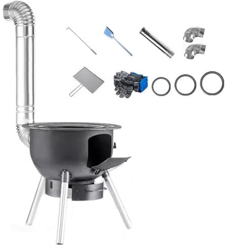 DYUNCZ Wood Burning Stove, Outdoor Wood Stove, Pot Belly Stove for Outdoor Cooking, Wood Burning Camping Stove with Chimney Pipes, Detachable Firewood Stove, for Cooking, BBQ Picnic(63cm)