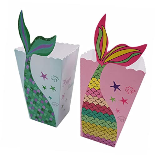 PHENOFICE Cajas De Piezas Bandeja de palomitas de sirena porta palomitas de papel mini moldes para pan con tapas cotillon fiesta cotillones recipientes para alimentos Blue