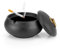 Cendrier Exterieur, Cendrier en Céramique avec Couvercles, Cendrier Coupe-vent et Anti Odeur Cendrier pour Intérieur Extérieur, Balcon, Bureau - Noir