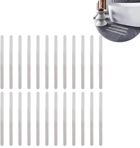 24 Pezzi, Strisce Antiscivolo, 100% Trasparenti Autoadesive per Vasca da Bagno e Doccia, Sicurezza e Igiene Superiore, Facile da Applicare, 38x2 cm