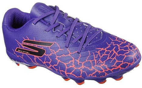 Skechers Kinder SKX_01 Fußballschuhe für festen Boden, Violett / Schwarz, 3 UK