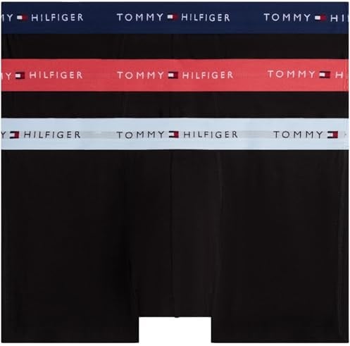 Tommy Hilfiger Herren 3er Pack Boxershorts Trunks mit Logobund, Mehrfarbig (FRS Cran/SWT Blu/NGHT Sky), XXL