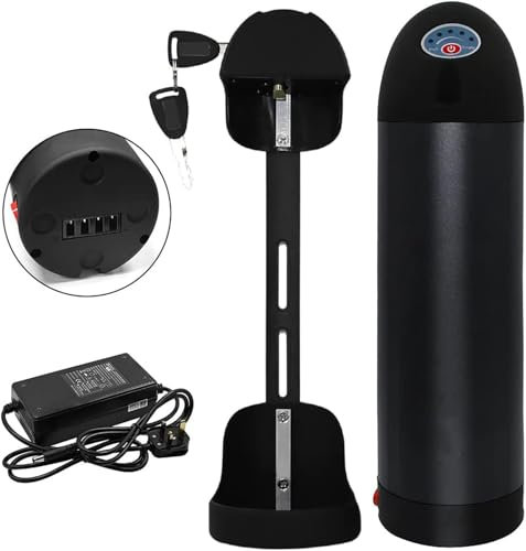 36V 15Ah 20Ah Kettle Shape Ebike Battery 36V Electric Bicycle Li-ion Battery Bottle Type Battery 36V Power Switch with Charger for 200W 350W 500W 750W 800W Motor 36V 15AH,420mm