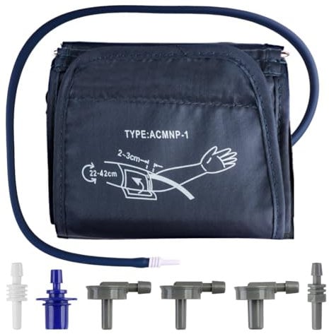 Large Blood Pressure Cuff, 22-42CM Replacement L Szie Cuff Adjustable Applicable for Big Upper Arm with 6 Connectors Universal for Omron BP Monitor Home Use Not Included Machines