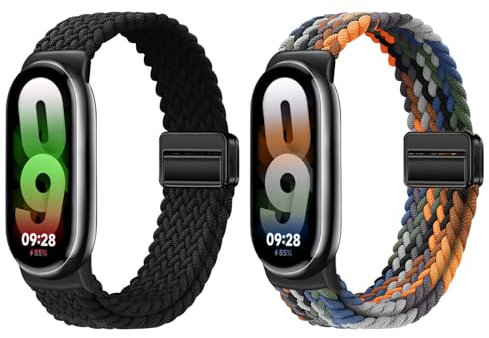 Gittos 2 Stück Magnetisch Geflecht Armband kompatibel mit Xiaomi Smart Band 9/8 für Damen Herren