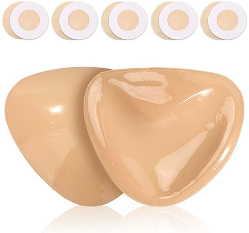 GWAWG Push-up Reggiseno Autoadesivo, Coppe in Silicone Doppia Faccia, Solleva Seno, Riutilizzabili, Lavabili, Invisibili (IT, Taglia della Coppa & Taglia della Fascia, A, Standard, Beige)