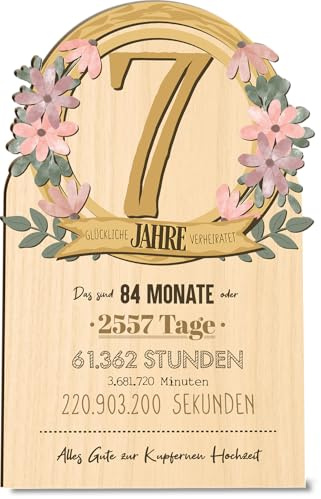 Kupferhochzeit Geschenk 7. Jahre – Kupferne Hochzeit Holzkarte - Hochzeitkarte - Kupferne Hochzeit, Kupfer Geschenk, Kupfer Hochzeitstag Geschenk, Kupfer Geschenke zum Hochzeitstag