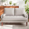 Vesgantti Sofa 2-Sitzer, 121 cm Modernes Aschbeige Couch 2 Sitzer mit 2 Wurfkissen, Kleine Stoffcouch mit Armlehne, Knöpfe Sitzkissen Gästesofa für Wohnzimmer/Wohnung/Büro