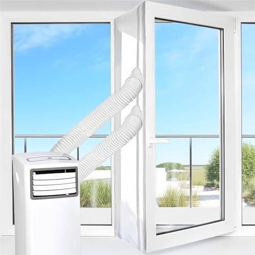 400CM Kit Joint de Fenêtre Climatisation Mobile avec Double Fermeture éclair, Étanche Calfeutrage de Fenêtre pour Climatiseurs et Déshumidificateurs l'Arrêt d'Air Chaud, Solide & Facile à Installer