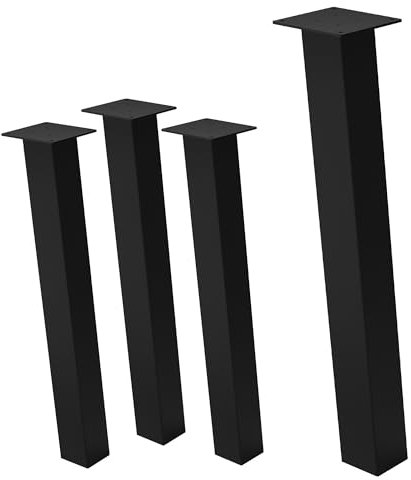 ML-Design 4er Set Tischbeine schräg 72 cm, Schwarz glänzend, aus pulverbeschichtetem Stahl, eckig, Profil 8x8 cm, I-Form, Möbelfüße Metall 96° Neigung, Tischfüße Möbelbeine für Esstisch & Schreibtisch