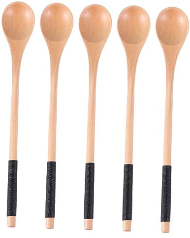 Alipis 5pezzi Cucchiai Per Cucchiai Rotondi Con Lungo Posate in Per Mescolare e Servire Alimenti Duraturi e Non Graffianti Lava Con Tiepida e Sapone