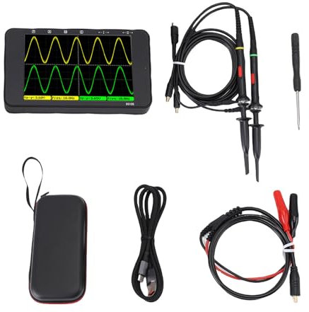 Eujgoov Double Channel Oscilloscope, Handheld Digital Oscilloscope with S Sampling Rate for Automotive Education Testing