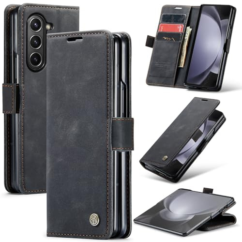 Samokor Hülle für Samsung Galaxy Z Fold 6 5G Handyhülle,Premium Lederhülle Klappbar Tasche Magnet Kartenfach Standfunktion Flip Case Schutzhülle Klapphülle für Samsung Galaxy Z Fold 6,Schwarz