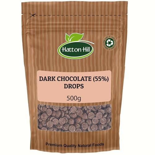 55% Dark Chocolate Drops 500g by Hatton Hill for Baking, Desserts, Cookies, Cakes, Muffins, Cupcakes & Decorating