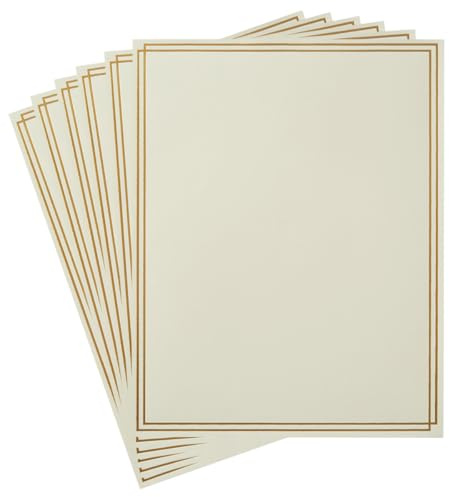 Topeen 60 Pack Stationery Set Paper with Gold Border, 8.5x11 Inch Paper Sheets for Writing Letters, Letter Size Writing Paper (Cream Color, 8.5x11 inches)