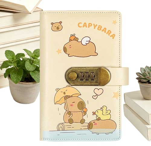 Capybara Geldmanagementbuch mit 100 Umschlägen, mit Schloss, Rechnungs-Tracker-Notizbuch, für Freiberufler, Familien, Paare, Erwachsene, Zuhause, Büro, Wohnung, Reisen