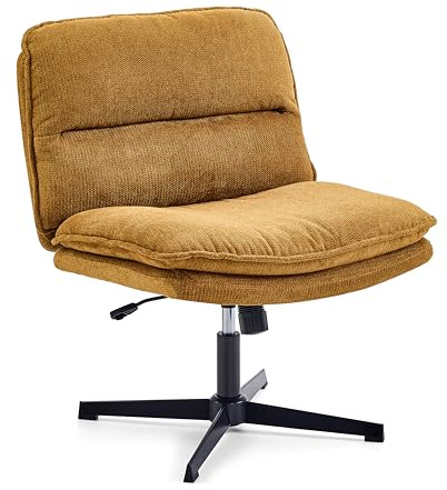 hjh LIVING Bürostuhl ohne Armlehnen, breiter Schneidersitz Stuhl mit gepolsterter Sitzfläche, ergonomischer Criss Cross Chair für Home Office, Wohnzimmer (Braun)