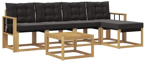 vidaXL Outdoor-Sofagarnitur mit Kissen 6 pcs Weiß und Schwarz, Gartenmöbel, modernes Outdoor-Sofa, modulare Sitzgruppe für Terrasse und Lounge, langlebig und bequem