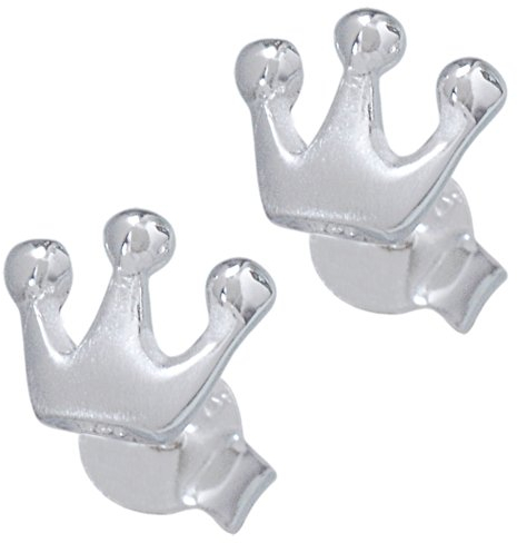 Vinani Ohrstecker Krone mattiert glänzend Sterling Silber 925 König Ohrringe OKR