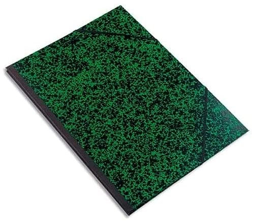 Exacompta 542200E Zeichenmappe Annonay für DIN B3 mit Gummizugverschluss. Aus extra starkem Karton 3cm Rückenbreite schwarz-grün marmoriert ideal zum transportieren und aufbewahren