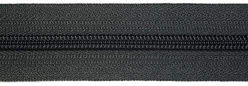 Jajasio Endlosreißverschluss mit Zipper 3mm (Nonlock), 5 Meter, Reißverschluss endlos Auswahl aus 40 Farben/Farbe: 88 – dunkelgrau