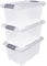 Kunststoff Stapelbox mit Deckel 30 x 20 cm - 3er Set/jeweils 7 Liter - Aufbewahrungsbox mit Griff - Spielzeugkiste Lagerbox Multibox Allzweckbox Storage Box Universal Kiste