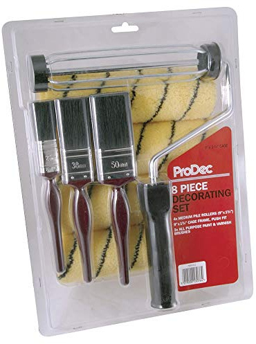 ProDec 8 Piece Roller & Brush Set 9 Inch Sleeves Paint Roller Frame PRRF013
