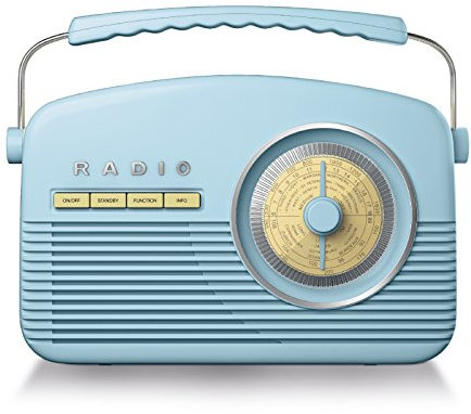Akai Retro DAB Radio Alarm Clock with LCD Display and Backlight - Blue