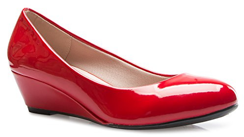 Olivia K Women's Close Round Toe Low Wedge Glitter Rhinestone Comfort