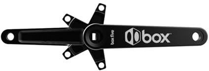 Box Five JIS quadratische, konische, kaltgeschmiedete BMX-Kurbelgarnitur mit Tretlager, Vektor-Fahrrad-Kurbelgarnitur, 145 mm, schwarz eloxiert mit lasergeätzten Grafik-Finish-Komponenten