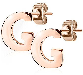 Bungsa BUCHSTABE G Ohrstecker Rosegold - BUCHSTABEN G Ohrring in Rosegold - Alphabet Ohrringe zum Stecken - aus Edelstahl - Ohrschmuck für Damen, Kinder & Herren
