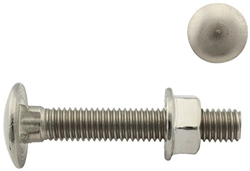Flachrundschrauben/Schlossschrauben mit Flanschmuttern (mit Sperrverzahnung) - M5x30 - (50 Stück) - Vollgewinde - DIN 603 / DIN 6923 - Edelstahl A2 (V2A) - SC603 / SC6923