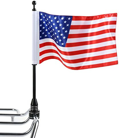 Motorrad Fahnenmast Halterung und Amerikanische Flagge USA, Outdoor Flaggen Gepäckträger Mount Fender Fahnenmast für Motorrad Harley Honda Goldwing CB VTX CBR Yamaha