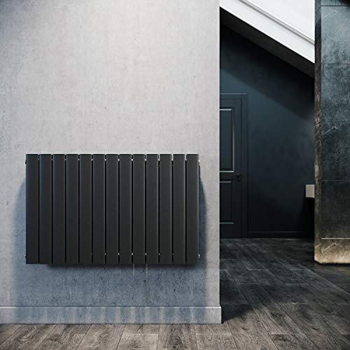 ELEGANT Paneelheizkörper Horizontal 630 x 1001 mm Anthrazit Badezimmer/Wohnraum Doppellagig Horizontal Heizkörper Badheizkörper Design Flachheizkörper