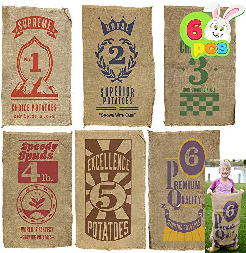 JOYIN 6 pc Sacs en Toile de Jute, 40” x 24 de Sacs de Pommes de Terre de Course Sacs, Course en Sac,Jeux de Fête, pour Tous Les âges Enfants et Famille, Carnaval Jeux Party, activité extérieur