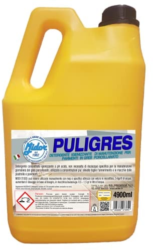 Detergente per pavimenti in gres porcellanato, rimuove annerimenti dai pavimenti e rivestimenti, lascia le superfici lucide e senza aloni - 5kg - Puligres - Midor