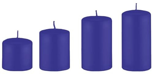 Adventskerzen Adventskranzkerzen Abgestuft Royal Blau 4er Set, Ø 6 cm, Unparfümiert, Traditionell, Religiös, Zylindrisch, Indoor
