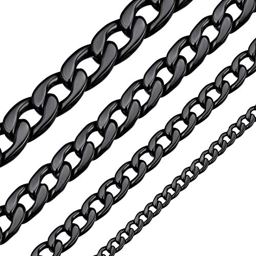 ChainsHouse Choker Damen Kette aus Edelstahl Panzerkette 5mm Halskette 36cm Klassische Kubanische Kette Schwarz Mädchen Stabile Kette ohne Anhänger Gliederkette Halsband Halsschmuck für Kinder