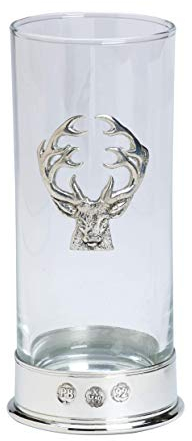 Tumbler aus Glas, bleifrei, mit Hirschkopf-Emblem in Geschenkbox, 340 ml