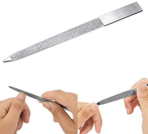 Zittop Nagelfeile – 17,8 cm Edelstahl doppelseitige Nagelfeile Metallfeile Puffer Fingernägel Zehennägel Maniküre Feilen für Männer Frauen Salon Zuhause und Reisen
