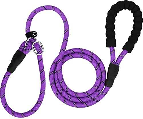 TagME Slip Lead for Dogs,1.8m Reflective Dog Lead with Soft Padded Handle, Slip-On Training Leash for Medium Pet, Purple